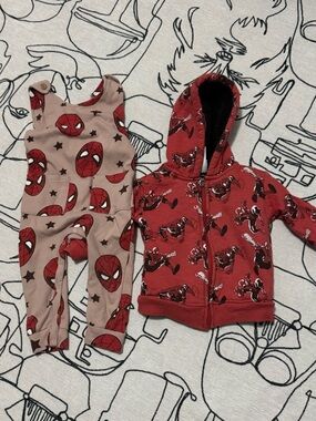 Spider-Man Toddler Hoodie & Romper Set in Red and Light Pink